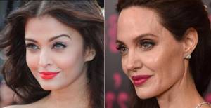 Айшвария Рай и Анджелина Джоли, серо-зелёные глаза, знаменитости, актёры